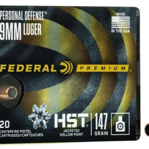 FEDERAL 9MM LUGER 147GR HST JHP 20 RD/BX 10 BX/CS