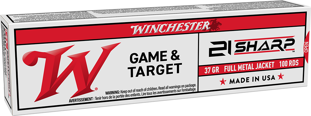 WINCHESTER USA 21 SHARP 37GR FMJ 100RD BX 2000RD CASE